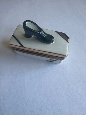 Limoges Shoe Trinket Box with Gold Accents